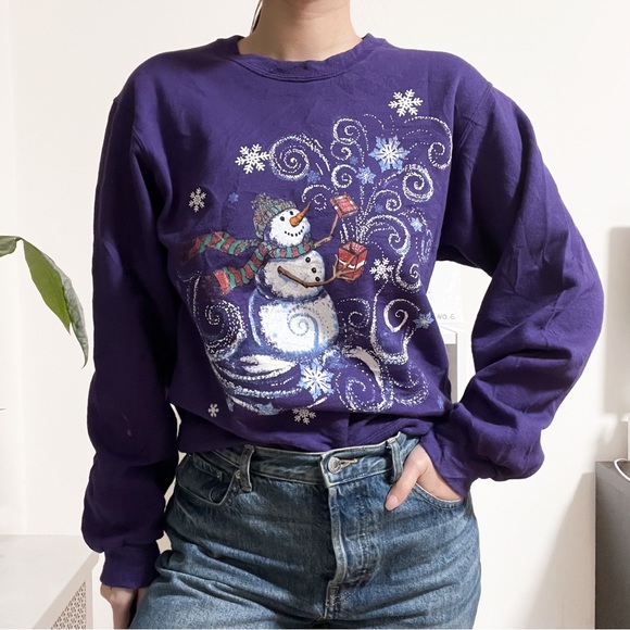 Tops - Vintage Purple Snowman Christmas Sweatshirt